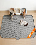 Vacqueen Cat Litter Box Mat, 47" x 37" Extra Large Cat Litter Mat, Silicone Waterproof Litter Trapping Mat for Scatter Control Soft on Kitty Paws Non-Slip Easy to Clean (Grey)