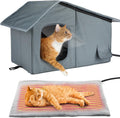 Mewtogo Weatherproof Outdoor Heated Cat House with Thermostatic Heating Pad