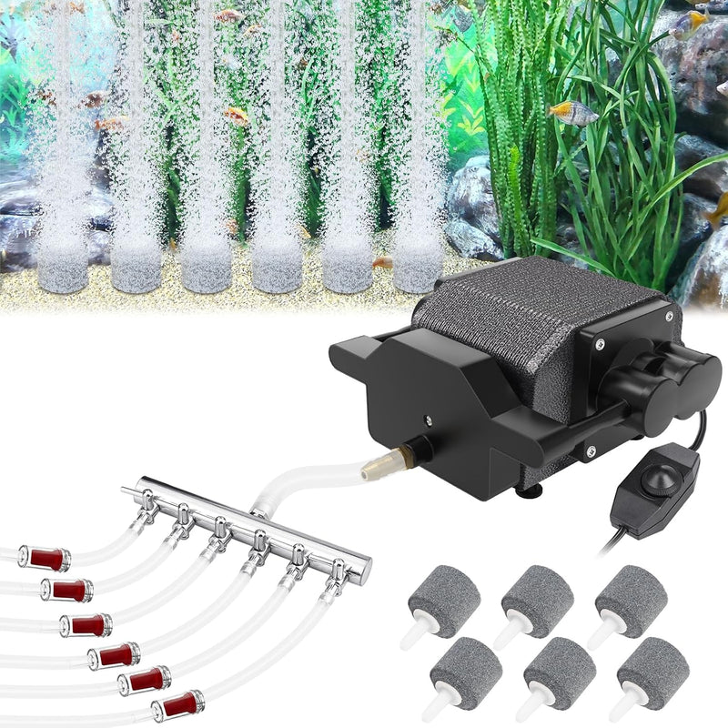 AquaMiracle Quiet Aquarium Air Pump Adjustable Airflow 200/317/475GPH