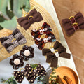 20Pcs Brown Dog Hair Bows with Rubber Bands for Small Medium Dogs