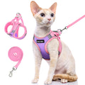 Dooradar Cat Harness and Leash Set, Escape Proof Lightweight Kitten Harness, Soft Breathable Reflective Vest for Outdoor Walking Traveling, Adjustable for Small Cats, Purple & Pink, S