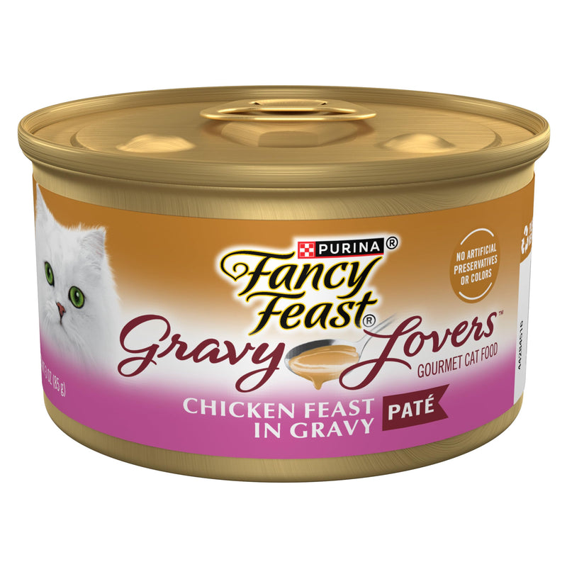 Purina Fancy Feast Gravy Lovers Chicken Feast Pate in Wet Cat Food Gravy - (Pack of 24) 3 oz. Cans