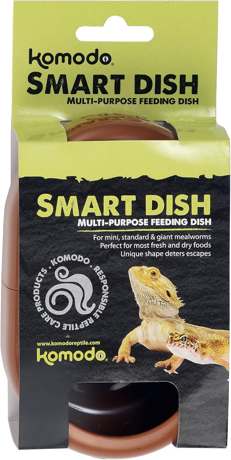 Komodo Smart Dish | Deters Non-Jumping Live Food from Escaping | Accommadates Many Sizes of Lizards and Aquatic Pets