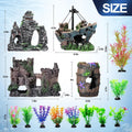 CousDUoBe 14 Pcs Aquarium Decorations Large Kit，Castle Fish Tank Bubbler Decorations，Starfish Barrel, Resin Cave Rock,Re
