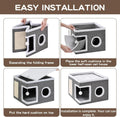 Crispedia Cat Beds for Indoor Cats, Large Cat Cave with Fluffy Ball and Scratch Pad, Foldable Cat Scratch House with Hideaway Condo for Kitten,16x16x13inch,Grey
