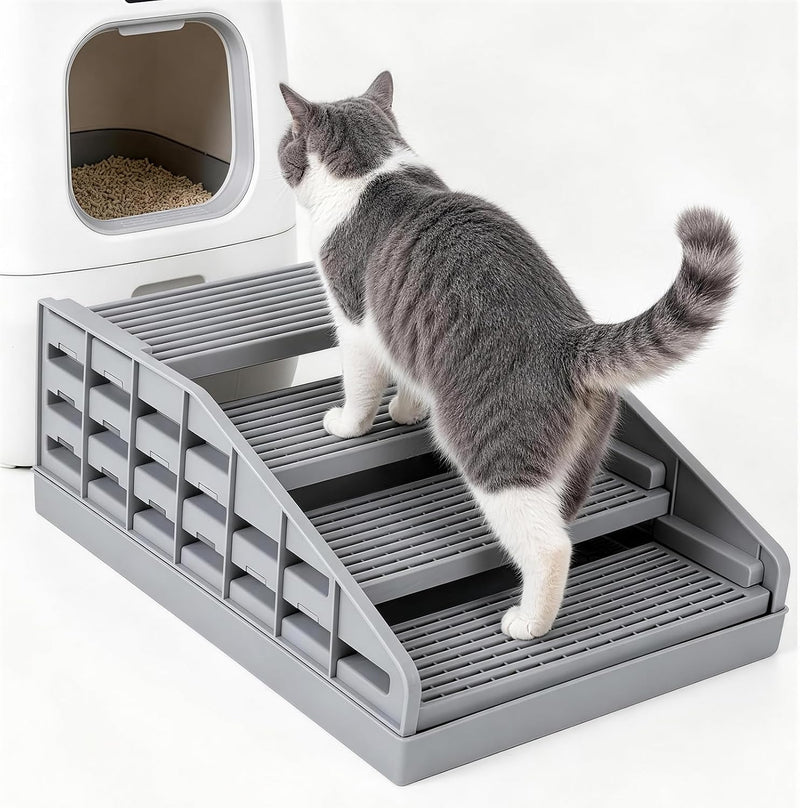 Litter Box Ramp for Cats, Adjustable Cat Steps for Litter Box, Senior Cats