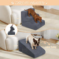 PRIMEPATIO Dog Ramp for Bed, 16.5" H Dog Stairs for High Bed, 2 in 1 Pet Steps for Small Dogs, 3-Step Foldable Transformable Large Cats Ramp to Get on Couch, Non-Slip Balanced, Grey