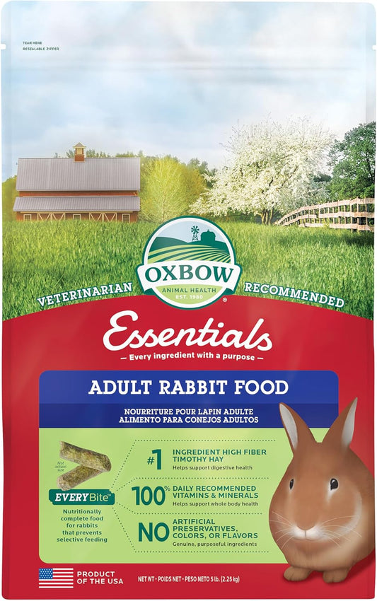 Oxbow Essentials Adult Rabbit Food, Timothy Hay Rabbit Pellets, USA, 5 lb