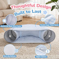 Bunny Tunnel Bed, 2-in-1 Collapsible Rabbit Guinea Pig Hideout, Blue