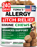 Dog Allergy Relief Chews - 240 Immune Treats - Dog Itching Skin Relief Treatment Pills - Anti-Itch - Itchy and Paw Licking - Omega 3 Fish Oil for Dogs Allergies - Dry Skin & Coat Supplement Vitamins