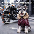 LESYPET Dog Leather Jacket for Small Dogs, Waterproof Dog Winter Jacket Puppy Coat with Fleece Lined, Ultra Warm Fur Col