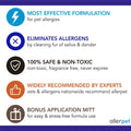 Allerpet Single Solution 16 fl oz Bottle Dander Remover for Pets - Relieves Allergies - Bonus Mitt to Easily Apply Solut