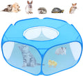 Small Animal Playpen with Top Cover, Breathable Pet Tent, Sky Blue