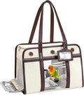 Sanmoncare Airline Approved Bird Carrier for Parrots, Travel Bird Cage Carrier for Cockatiels Conures Small Birds, Portable Pet Carrier Bag with Removable Tray, Breathable Mesh Windows, White