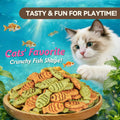 Puddonio Catnip Cat Treats, Chicken & Salmon Flavor Crunchy Cat Biscuits, Fish-Shaped Training Snacks for Adult Cats, 16 oz