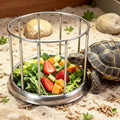 Stainless Steel Turtle Feeder, Multi-Turtle Divided Feeding Dish with Anti-Spill & Anti-Scatter Barrier, Reptile Food Bo