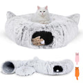 3-in-1 Cat Tunnel Bed – Cat Tunnels & Cat Beds for Indoor Cats with Catnip Toys – Cat Bed Cave & Peekaboo Cat Hideaway – Foldable Interactive Cat, Kitty & Kitten Toys