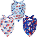 Agroon 4th of July Dog Bandanas Large 3PCS, 6 Pattern Red Blue White Scarf for Boy and Girl, Triangle Reversible Bibs Breed for Puppy Cats Pets