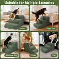 Olaivy Large Dogs Stairs for Bed, Extra Wide Pet Step for Couch or Chair, 100lbs Load Capacity, 3-Step Stable & Sturdy Cat & Dog Ramp for Puppy Small Medium Senior Dog Essentials, Washable Cover,Green