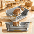 Bunny Litter Box - Stainless Steel Rabbit Litter Box with Hay Feeder
