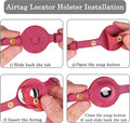 OOPSDOGGY Leather AirTag Cat Collar with Bell - Non Breakaway Kitten Collar with Apple Air Tag Holder - Lightweight GPS Pet Collars for Girl Boy Cats, Small Dogs, Puppies (Pink)