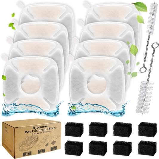 OPISICEN 18 Pcs Cat Fountain Filters Replacement Compatible with VEKEN 95oz/2.8L, 67oz/2L, 135oz/4L Pet Fountain