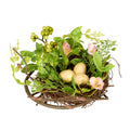 National Tree Company 6 Inch Blossom Bird’s Nest with Eggs, Faux Flowers, Leafy Greens and Berries, Spring and Summer Tabletop Décor, Indoor or Covered Outdoor Décor