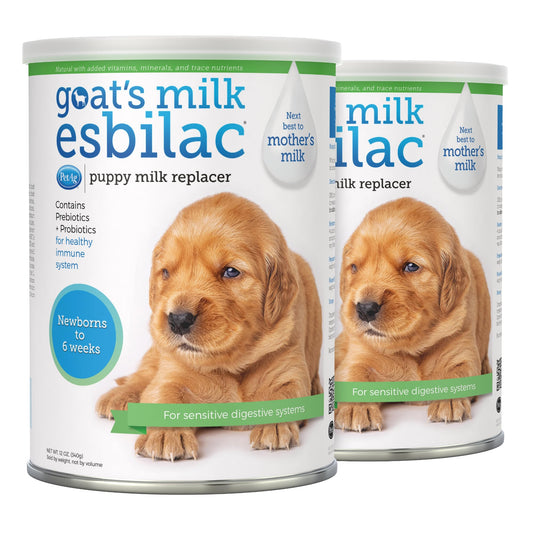 PetAg Goat’s Milk Esbilac Powder - 12 oz, Pack of 2 - Powdered Puppy Formula with Prebiotics, Probiotics & Vitamins for Puppies Newborn to Six Weeks Old - For Sensitive Digestive Systems