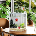ERAARK Smart Betta Fish Tank 1.5 Gallon Aquarium with Filter LED Light, Water Pump, Fish Bowl (White)