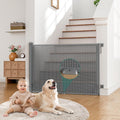 Babepai Retractable Baby Gates Extra Wide | 55" Wide x 34" Tall Dog Gates for Stairs | Indoor/Outdoor Use | Child Gates for Doorways, Deck, Porch, Hallways, Patio - Gray