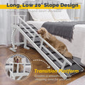 Dog Ramp for Bed or Couch, Wooden Pet Ramp with 20° Gentle Slope, Removable Side Rails, Non-Slip Surface, Top Platform &