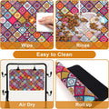 Dog Food Mats for Floors Boho Mat for Cat Food and Water Bowls