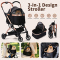 Dog Strollers for Small Dogs and Cats, 3-in-1 Pet Stroller with Removable Carrier, 4 Wheels One-Hand Fold Travel Carriag