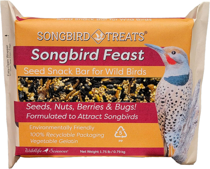 Wildlife Sciences Songbird Treats Seed Bars | 8 Pack of 1.75-2 lb Bird Seed Cakes for Wild Birds (Songbird Feast)