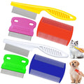 Boao 6 Pack Flea Lice Comb Stainless Steel Dog Cat Grooming Combs with Rounded Teeth, Double Sided Pet Tear Stain Remover Dematting Tool for Pets(White, Yellow, Green, Purple, Orange, Dark Blue)