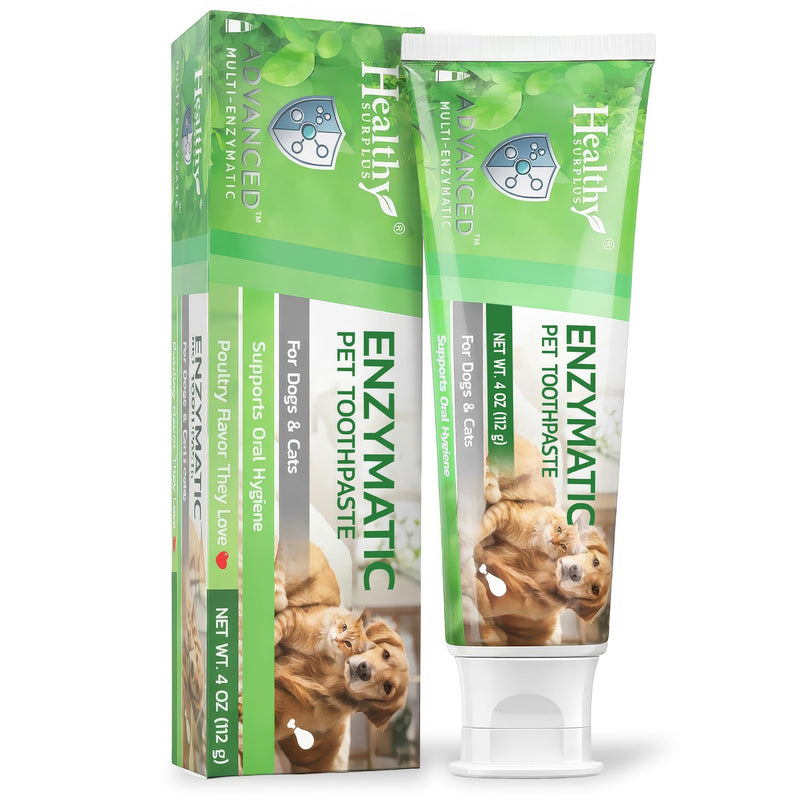 Healthy Surplus 4 Oz - Enzymatic Dog Toothpaste (Poultry - Chicken Flavor) for Dogs & Cats - Compare to Virbec CET - Fresh Breath, Plaque & Tartar Control - Advanced 5-Enzyme Pet Toothpaste