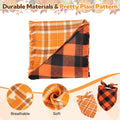 Kytely Fall Dog Bandana, 2Pack Halloween Bandanas for Dogs, Plaid Dog Scarf