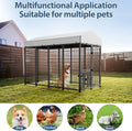 ROOMTEC Heavy Duty Outdoor Dog Kennel with Rotating Bowls, 8 x 4 x 5.6-ft