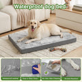 Vonabem Waterproof Outdoor Dog Bed Large Medium Sized Dogs, Washable Crate Pad 35 inch, Foam Orthopedic Pet Beds with Removable Cover,Durable Anti-Slip Kennel Pads 35"x22", Gray