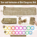 Arfubye 2Pcs 29.5 x 7 inches Large Bird Seagrass Mat Grass Woven Net Parrot Hammock Mat Parakeet Climbing Rope Ladder with Hooks Bird Cage Accessories for Conure Cockatiel Budgie Macaw Bearded Dragon