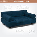 Paws & Purrs Puffer Pet Sofa Bed, Dog or Cat Couch with Tufted Cushion and Armrest, Stylish Indoor Pet Furniture
