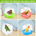 Supkiir 4Pcs Clear Bird Bath for Cage, Parakeet Bath Cage Accessories with Water Injectors, Hanging Bird Bath Box Parrot