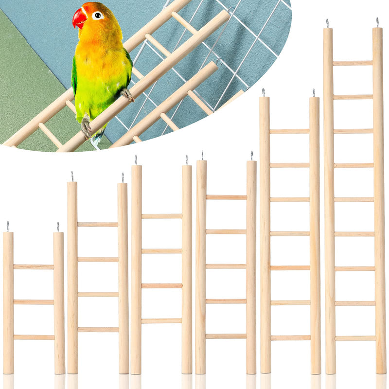 Kigeli 6 Pcs Wood Bird Ladder for Cockatiels, Small Hanging Bird Ladder for Cage, Parrot Step Hanging Climbing Toys for Pets Parakeets, Cockatoo and Lovebirds