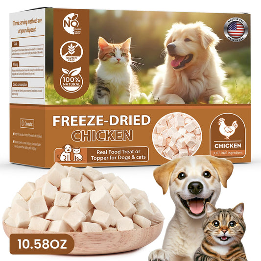 FHZRLP Freeze Dried Chicken,Freeze Dried Chicken Dog Treats Natural No Additives,Single Ingredient,High Protein,Suitable for All Ages Cats and Dogs,Dehydrated Suitable for Training