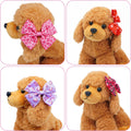 JpGdn 24PCS Big Dog Hair Bows with Rubber Band Random Pattern for Large XL Breed Bowknot Topknot Grooming Hair Accessories