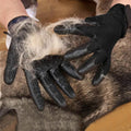 Lumova Pet Grooming Glove – Patented Rubber-Massage Shedding Bath & Hair Remover for Dogs, Cats & Livestock – Lightweight, Flexible, Secure Fit (Cyan&Black)
