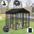 Outdoor Dog Kennel Cover 10'D x 10'W Black Dog Kennel Replacement Top Cover Waterproof Windproof Anti-UV Compatibe for M