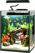 Glass Betta Aquarium Starter Kits 1.5 Gallon Small Fish Tank, Betta Fish Tank with LED Light, Power Filter, Black. 4mm G