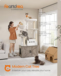 Feandrea Cat Tree, 66.9-Inch Cat Tower with Litter Box Enclosure