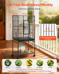 VEVOR Bird Cage, 24.6 x 16.7 x 53.9 inch, Flat Top, Wrought Iron Bird Flight Cage with Perches, Slide-Out Tray and Plast